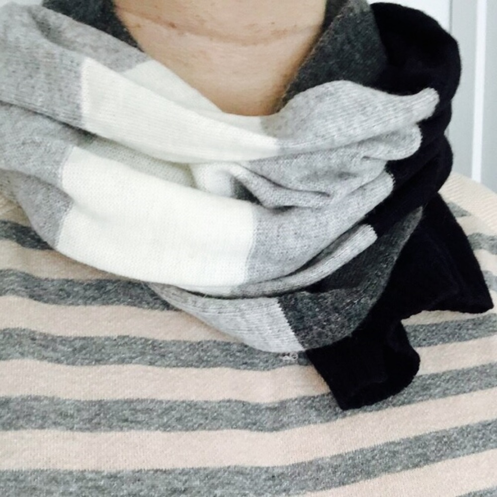 Black, White and Grey Colorblocked Scarf